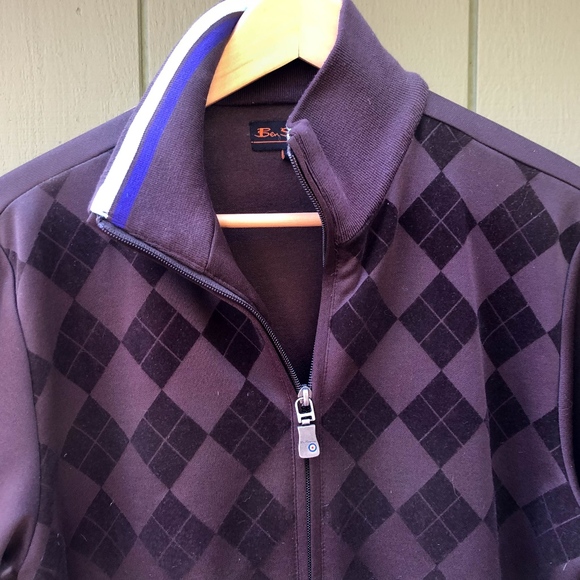 Ben Sherman Brown Argyle Full Zip Cardigan - Picture 3 of 8
